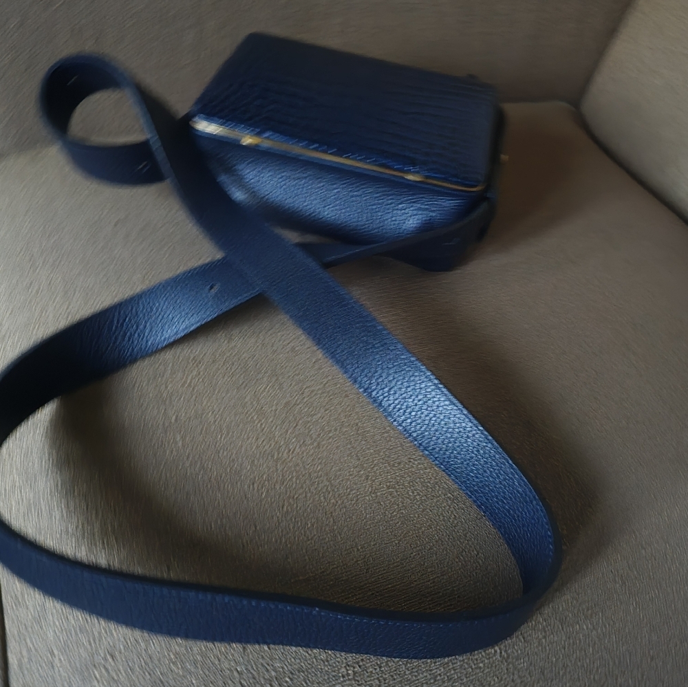 Lutz Morris Maya Brandon Crocs Side/Leather  Elegant Navy Blue Crossbody Bag - Picture 9 of 14